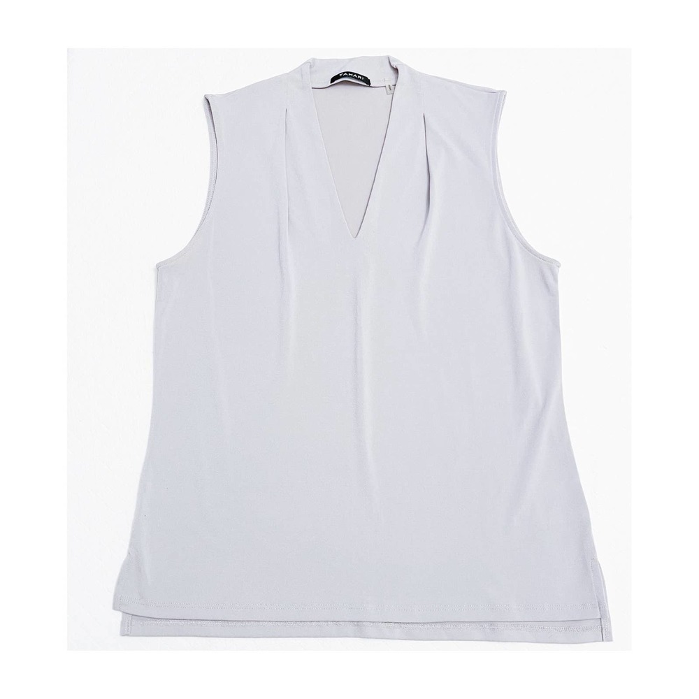 Tahari Gray V-Neck Tank Top SZ S